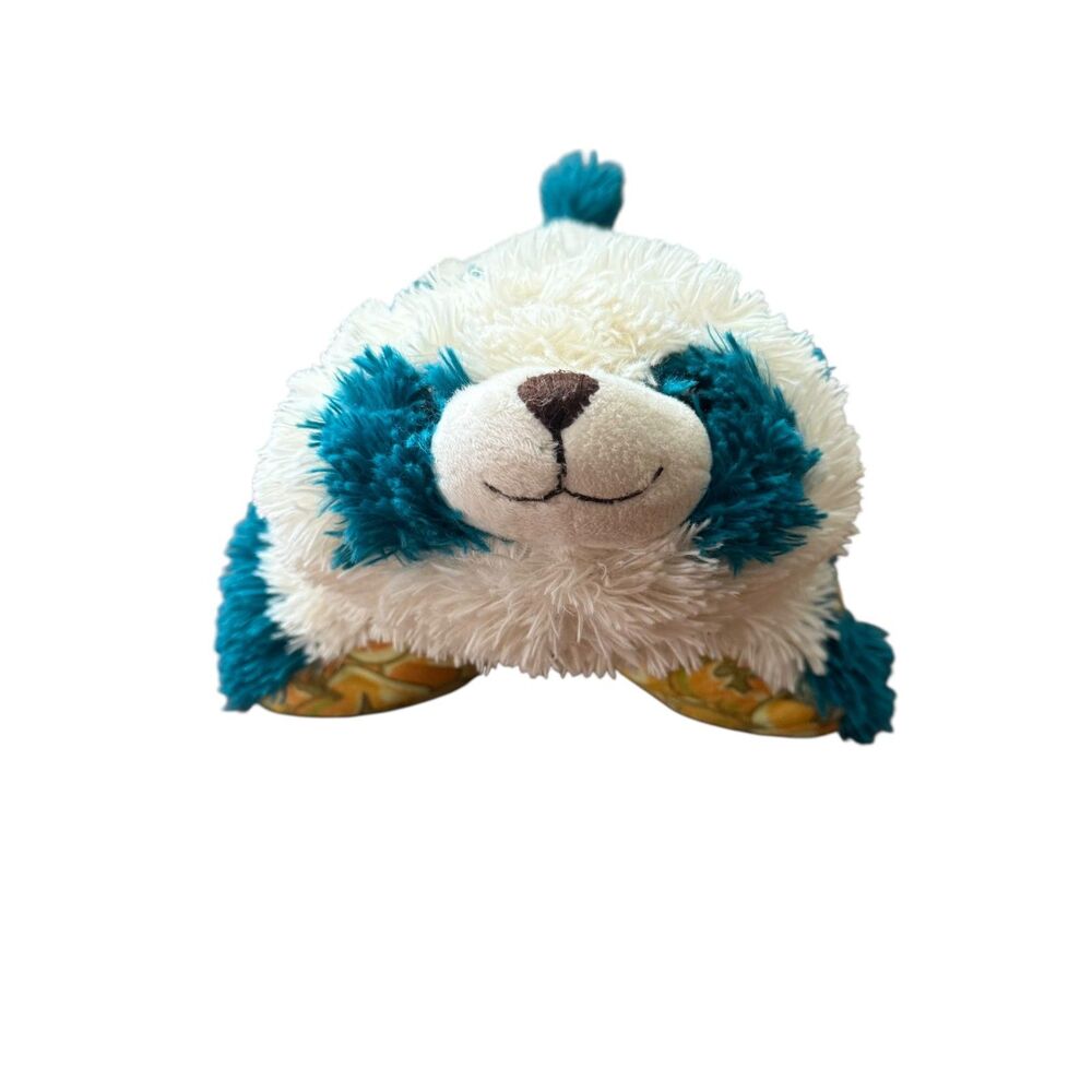 Pillow Pets Teal & White Panda Buttery Popcorn Plush *Not Scented EUC